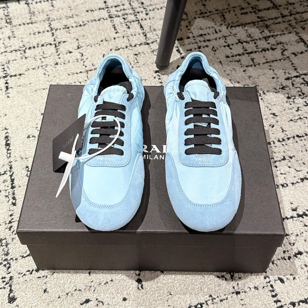 PRADA Collapse Re-Nylon and suede elasticized sneakers