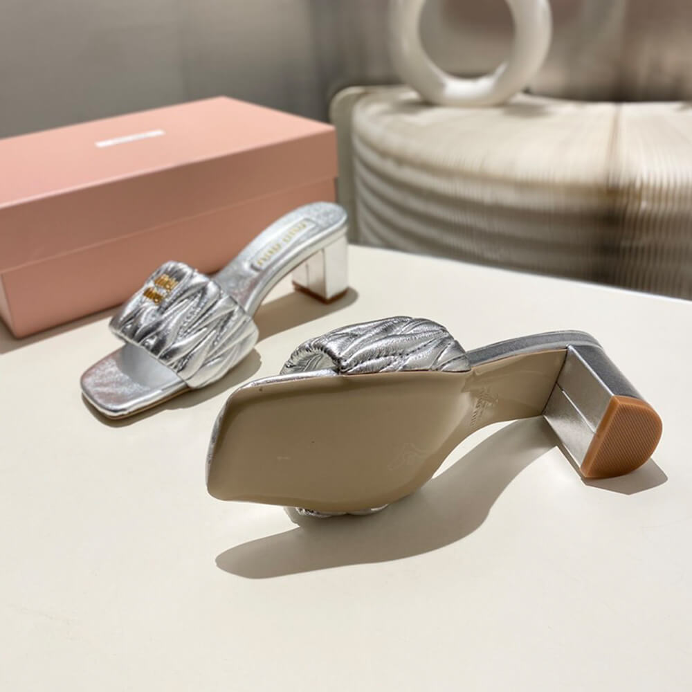 MiuMiu Matelass?? nappa leather slides