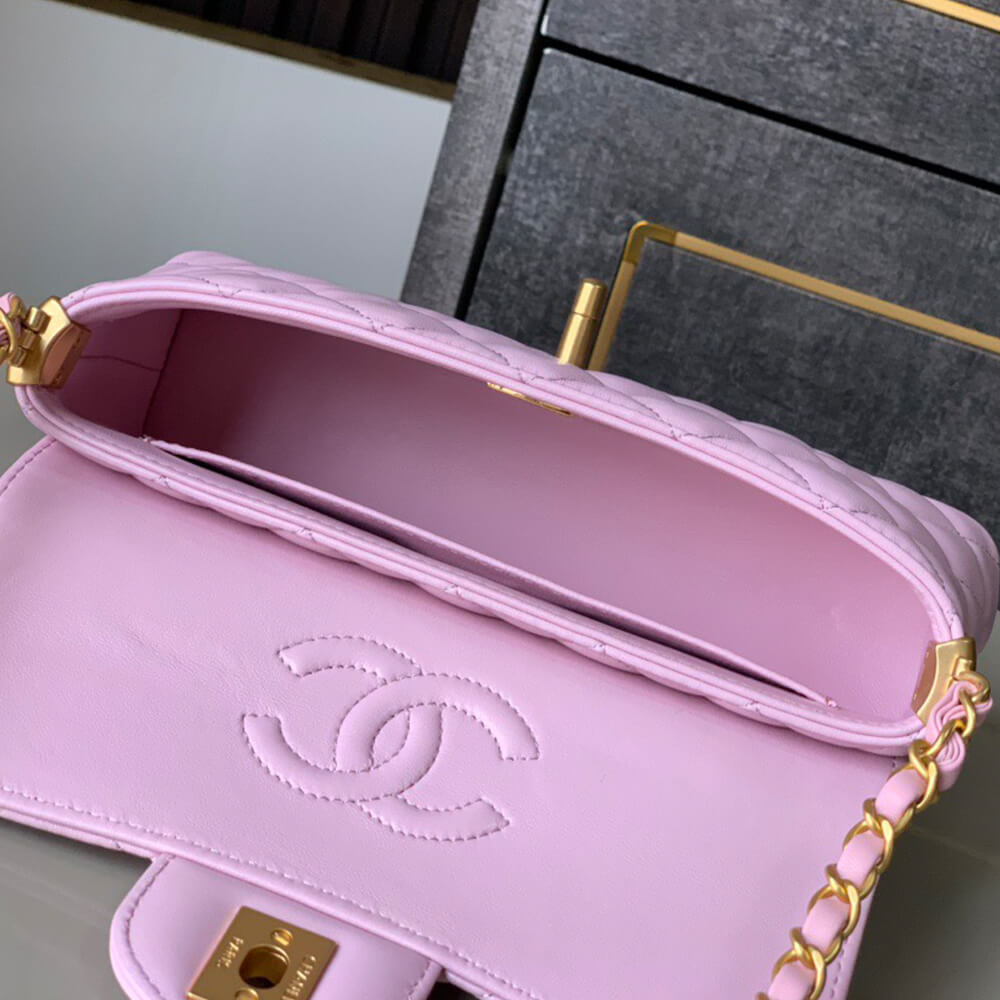 CHANEL Mini Flap Bag with Top Handle(HIGH-END GRADE)