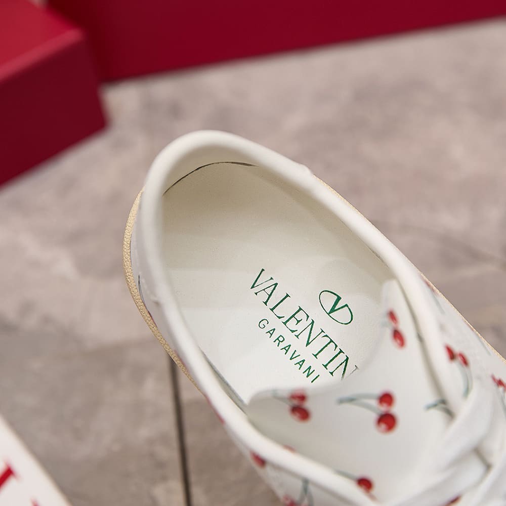 VALENTINO ROYCO Women s Cherry Pattern Soft Calfskin Sneakers